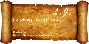 Lendvay Jolánta névjegykártya